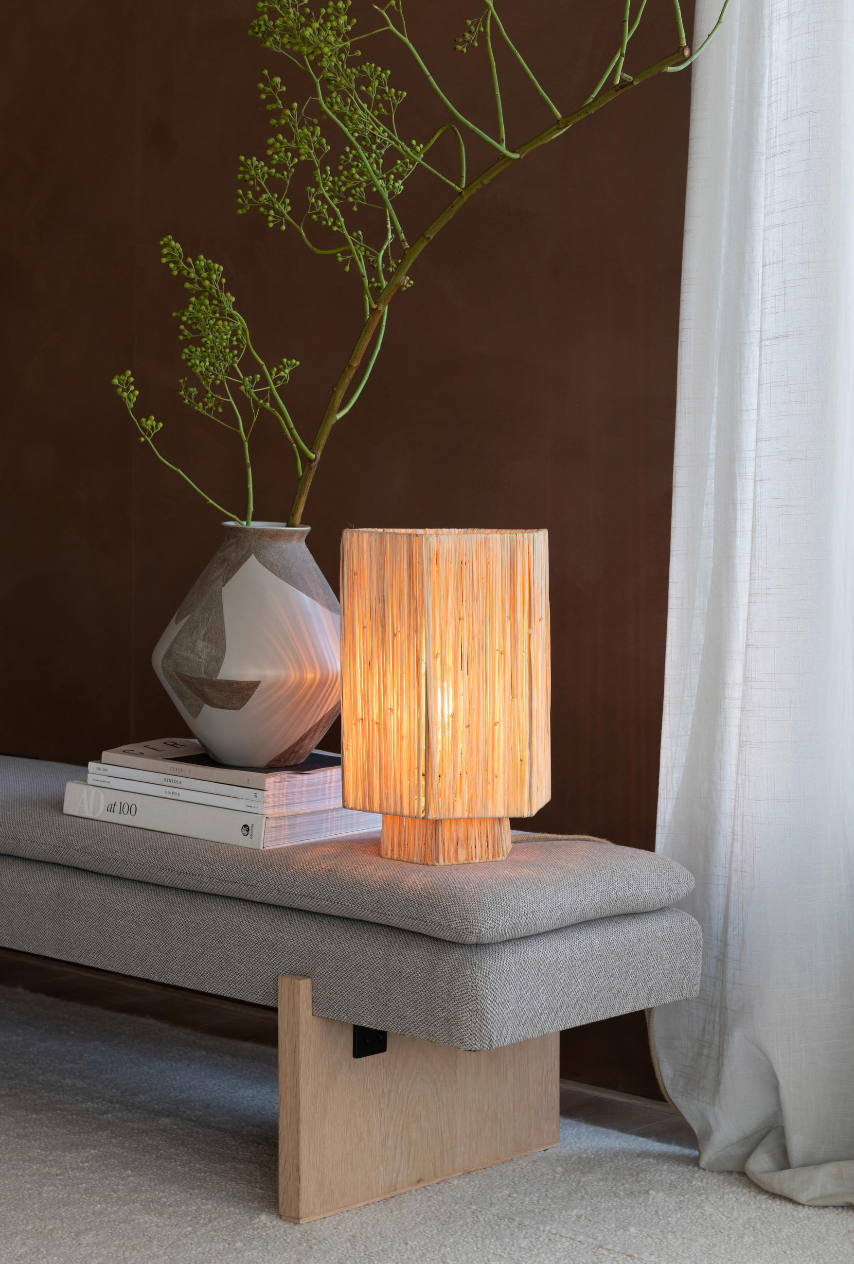 BORDSLAMPA Good & Mojo 22/22/36 cm   - ljusbrun, Basics, naturmaterial (22/22/36cm) - Good & Mojo
