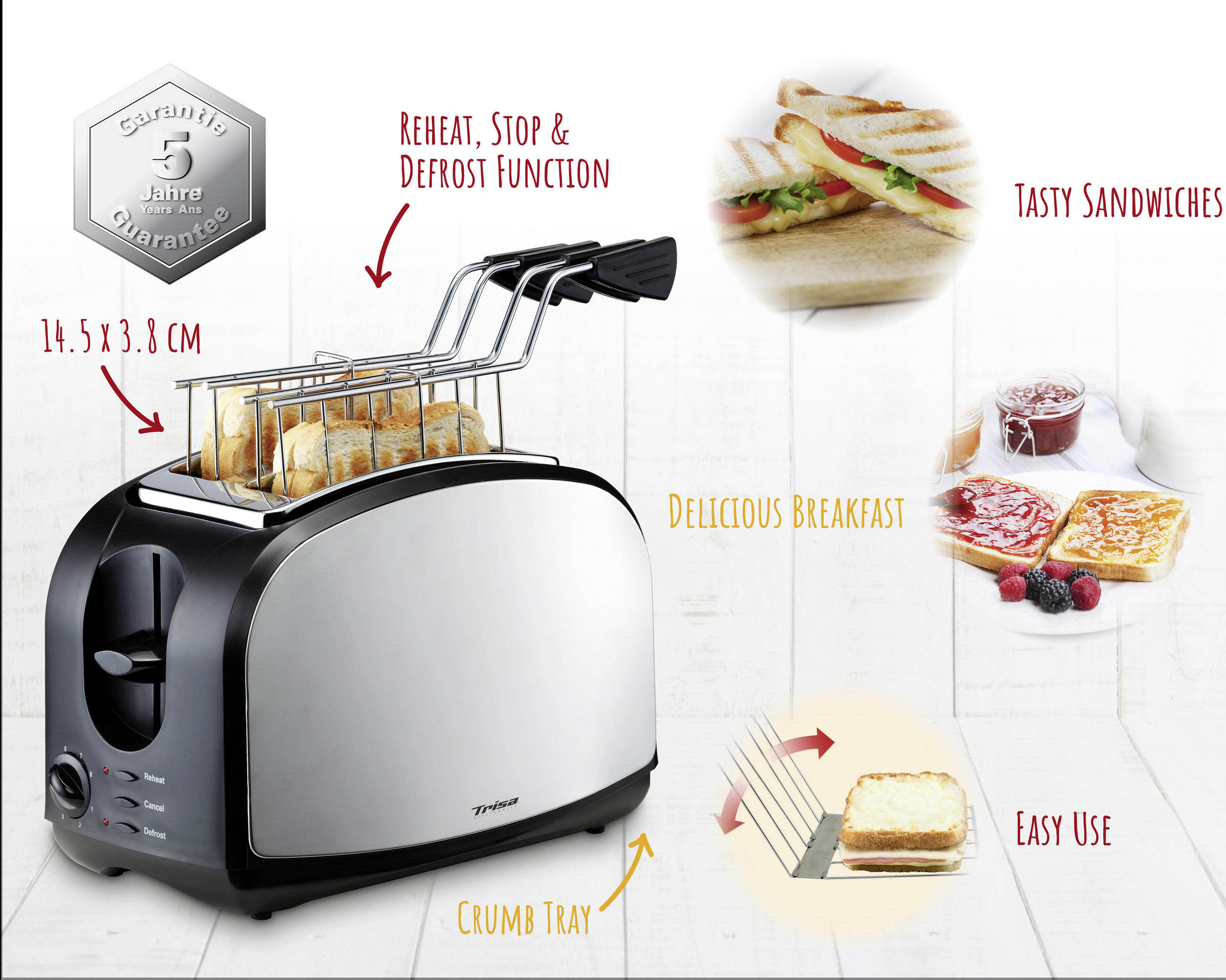 TOASTER  - Schwarz, MODERN, Kunststoff (28,5/17/19,4cm) - Trisa Electronics
