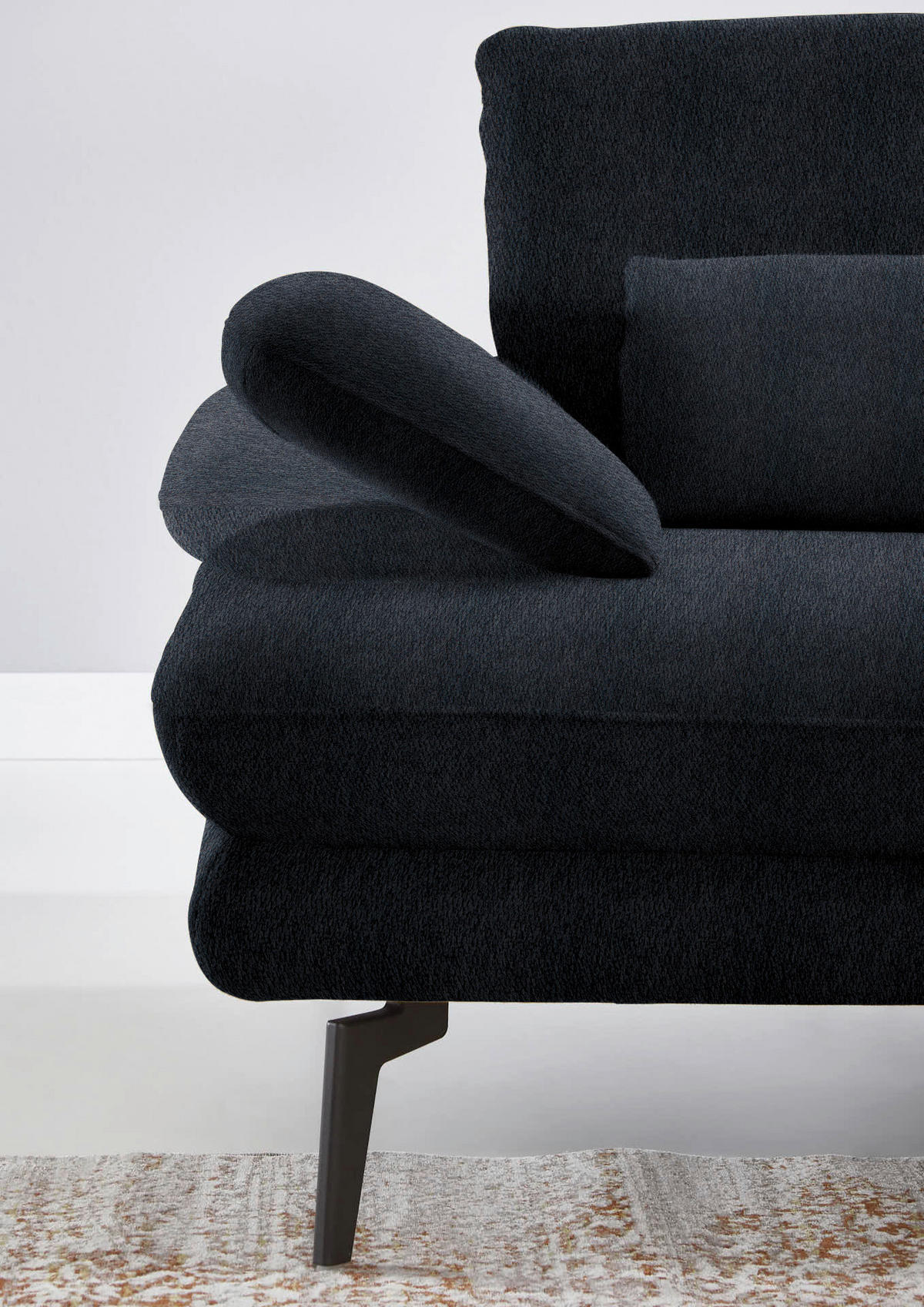 ECKSOFA in Chenille Schwarz  - Schwarz, Design, Textil/Metall (310/180cm) - Dieter Knoll