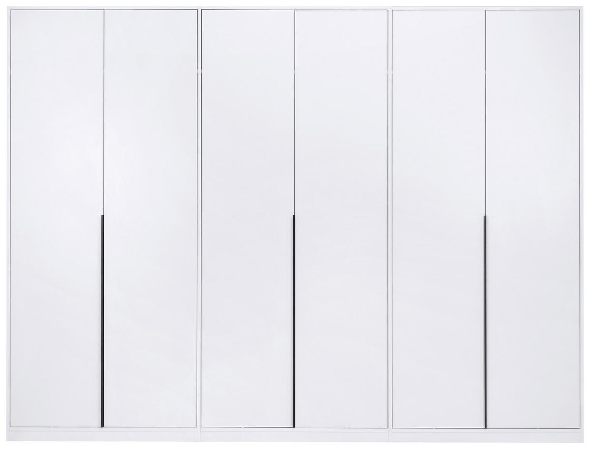 DREHTÜRENSCHRANK 276/211/53 cm,  in Weiß, 6-türig  - Schwarz/Weiß, MODERN, Holzwerkstoff/Metall (276/211/53cm) - MID.YOU