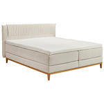 BOXSPRINGBETT 180/200 cm  in Creme  - Eichefarben/Creme, KONVENTIONELL, Holz/Textil (180/200cm) - Carryhome