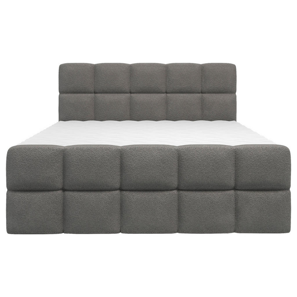 Thumbnail - Xora Boxbett, Dunkelgrau, Textil, H3, Höhe ca. 20 cm, 180x200 cm, gepolstertes Kopfteil, Stoffauswahl, Topper durchgehen...