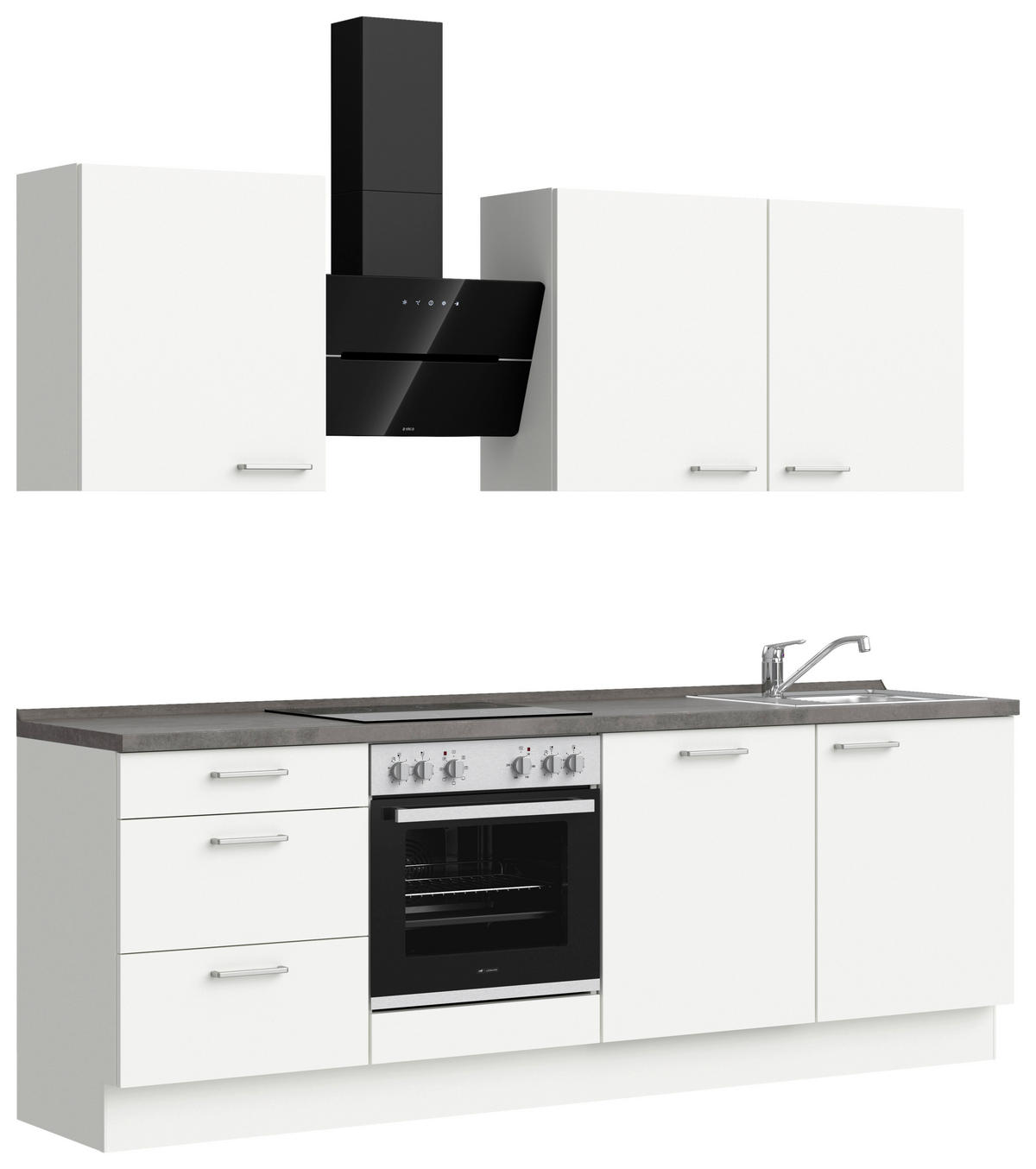 KÜCHENBLOCK 240 cm   in Weiß, Schieferfarben  - Schieferfarben/Edelstahlfarben, MODERN, Holzwerkstoff/Metall (240cm) - Nobilia