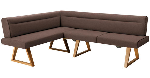 ECKBANK 170/230 cm Mikrofaser, Lederlook (vegan) Braun, Eichefarben Wildeiche massiv   - Eichefarben/Braun, KONVENTIONELL, Holz/Textil (170/230cm) - Moderano