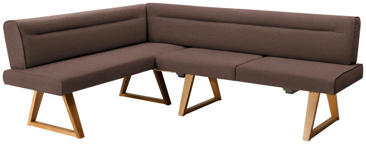 ECKBANK in Holz, Textil Braun, Eichefarben  - Eichefarben/Braun, Konventionell, Holz/Textil (170/230cm) - Moderano