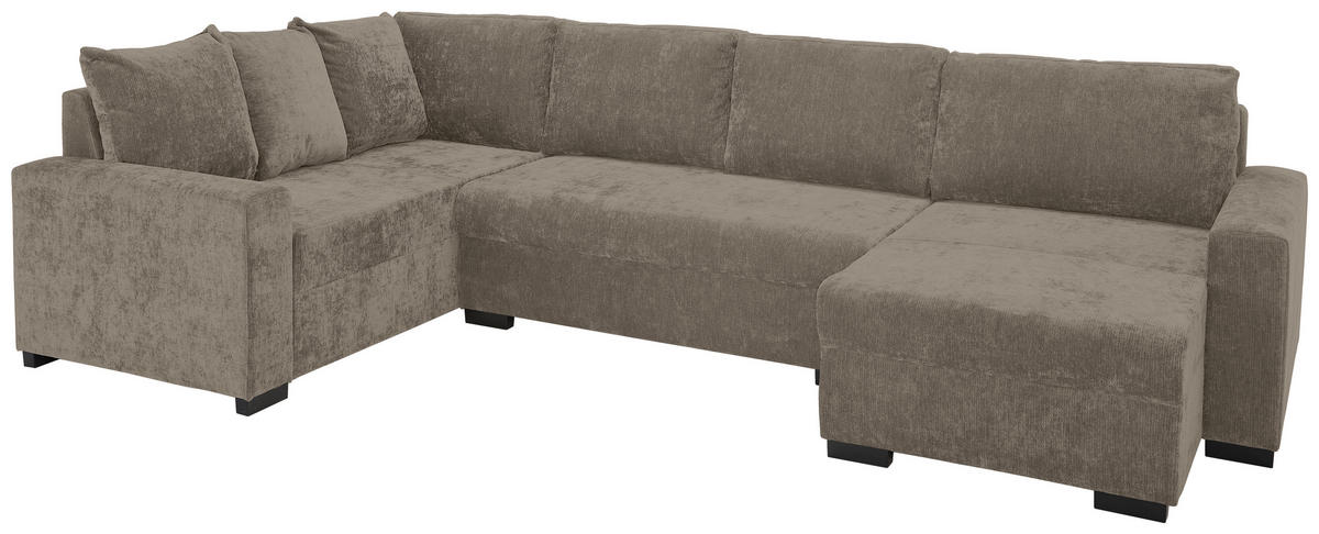 WOHNLANDSCHAFT Taupe Chenille  - Taupe/Schwarz, KONVENTIONELL, Kunststoff/Textil (183/311/140cm) - Ti'me