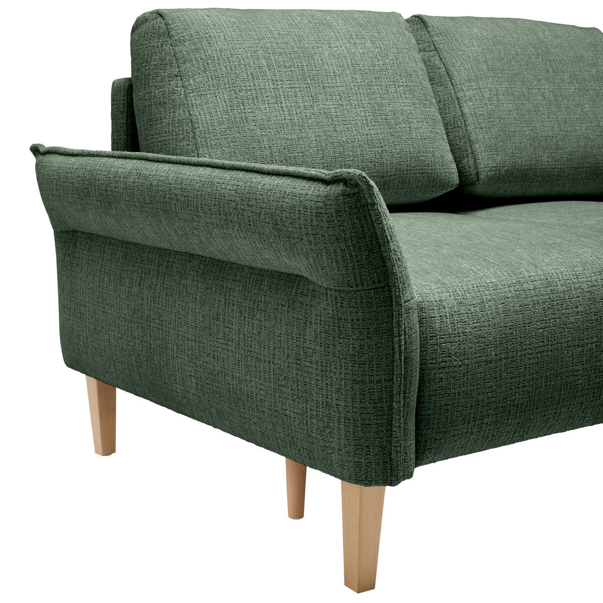 2-SITZER-SOFA in Webstoff Dunkelgrün  - Dunkelgrün/Eichefarben, Modern, Holz/Textil (150/85/92cm) - MID.YOU