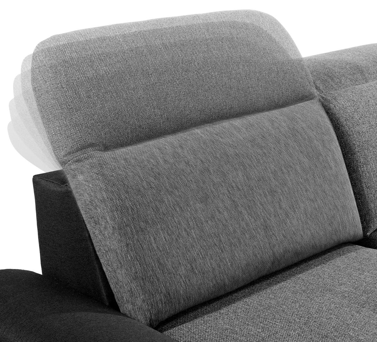 ECKSOFA in Webstoff Grau, Dunkelgrau  - Dunkelgrau/Silberfarben, Konventionell, Holz/Textil (286/203cm) - Livetastic