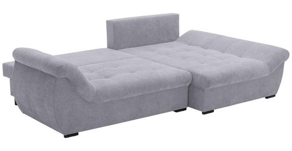 ECKSOFA Hellgrau Flachgewebe - Hellgrau/Schwarz, Design, Kunststoff/Textil (278/175cm) - Xora