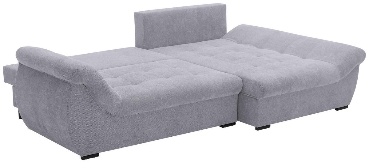 ECKSOFA Hellgrau Flachgewebe  - Hellgrau/Schwarz, Design, Kunststoff/Textil (278/175cm) - Xora