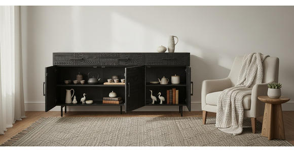 SIDEBOARD  170/80/40 cm 3 Schublade(n)  - Schwarz, LIFESTYLE, Holz/Metall (170/80/40cm) - Landscape