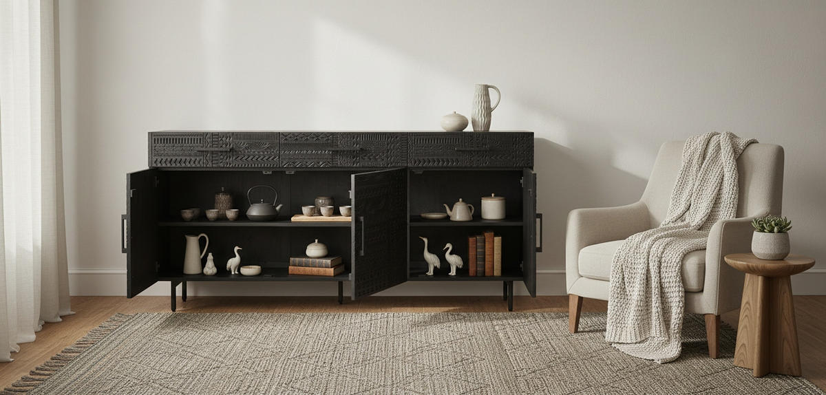 SIDEBOARD  170/80/40 cm 3 Schublade(n)  - Schwarz, LIFESTYLE, Holz/Metall (170/80/40cm) - Landscape