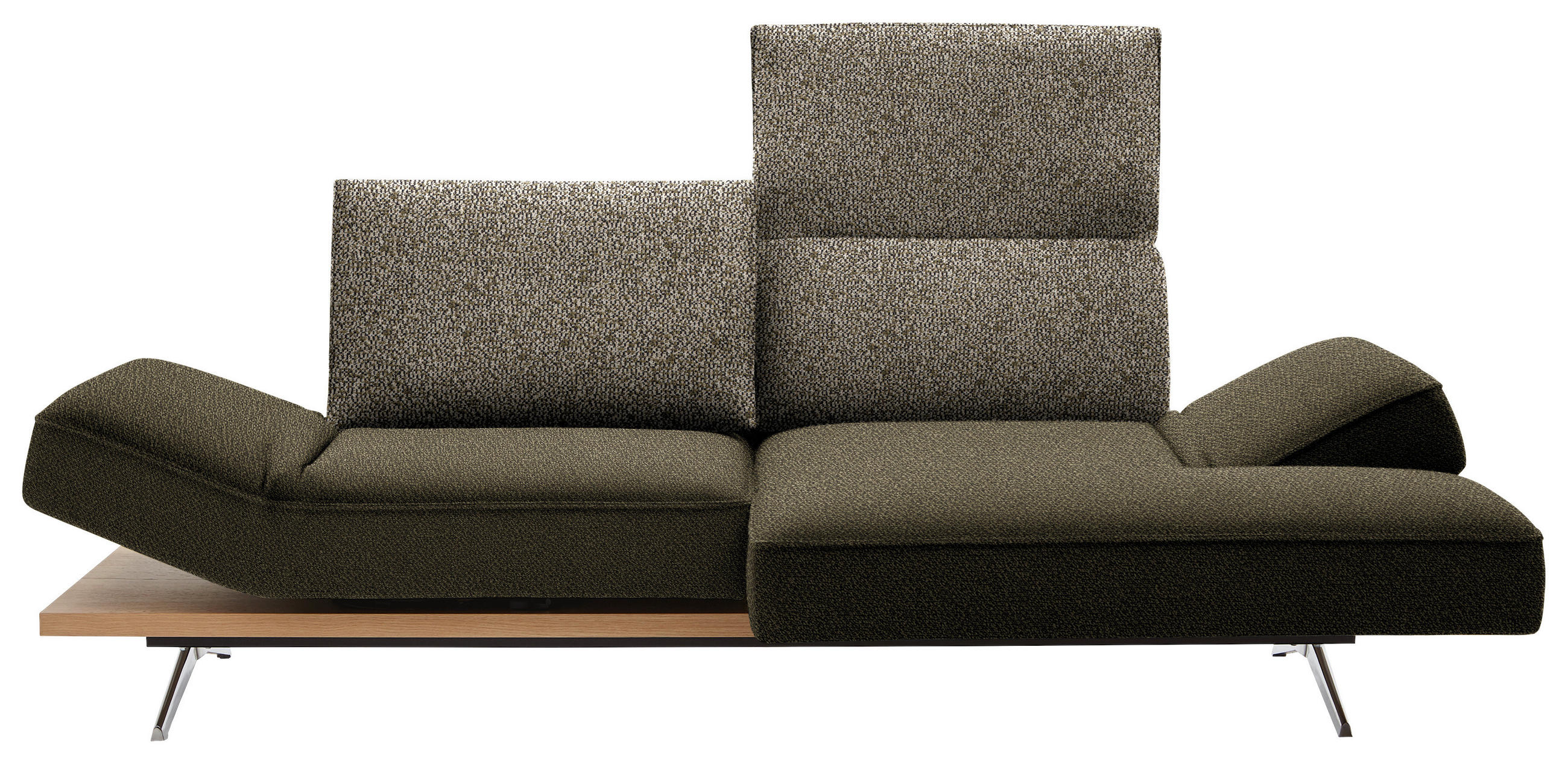ECKSOFA in Flachgewebe Grün, Olivgrün  240/132 cm  - Chromfarben/Olivgrün, Design, Holz/Textil (240/132cm) - Koinor