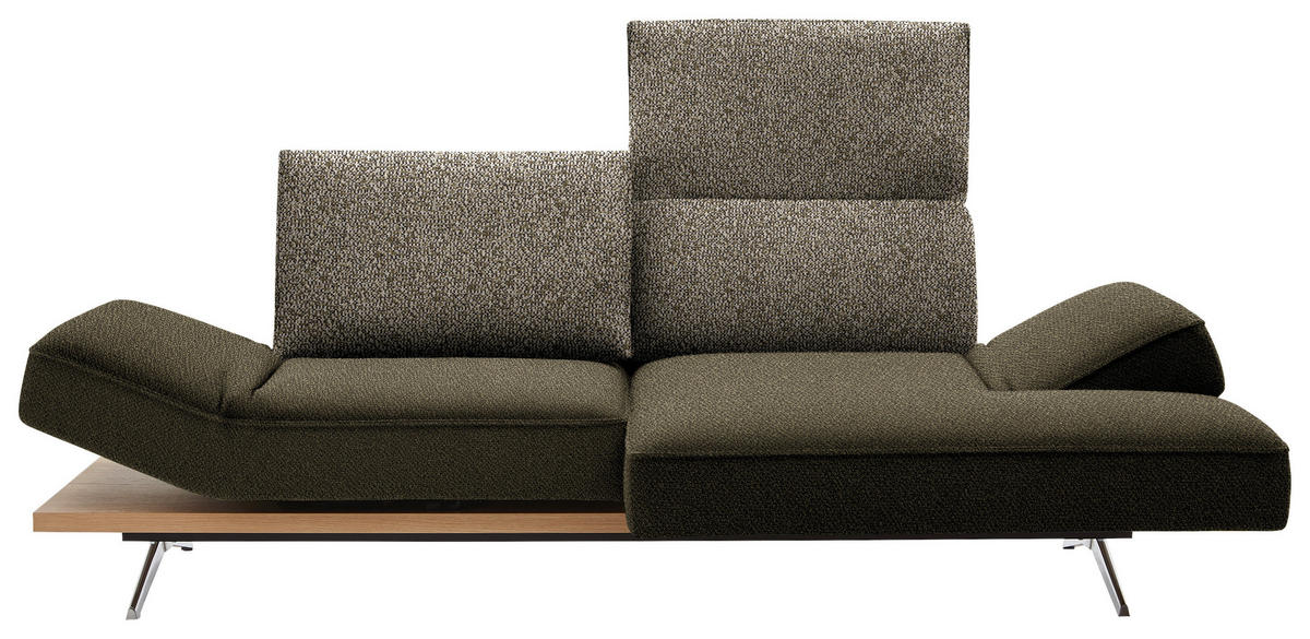 ECKSOFA in Flachgewebe Grün, Olivgrün  240/132 cm  - Chromfarben/Olivgrün, Design, Holz/Textil (240/132cm) - Koinor