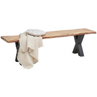 SITZBANK 170/45/40 cm Schwarz, Akaziefarben Akazie vollmassiv  - Schwarz/Akaziefarben, Design, Holz/Metall (170/45/40cm) - Ambia Home