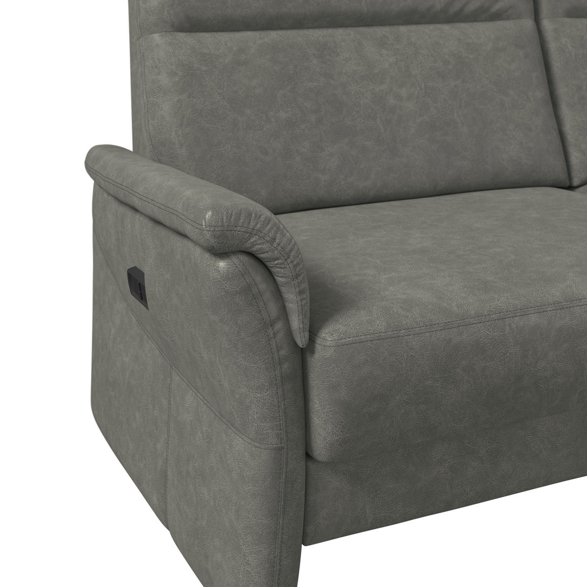 3,5-SITZER Mikrofaser Dunkelgrau  - Dunkelgrau/Schwarz, KONVENTIONELL, Kunststoff/Textil (205/98/91cm) - Elegando