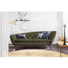CHESTERFIELD-SOFA in Mikrofaser Schwarz, Olivgrün  - Schwarz/Olivgrün, Design, Textil/Metall (223/84/90cm) - Pure Home Lifestyle