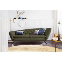 CHESTERFIELD-SOFA in Mikrofaser Schwarz, Olivgrün  - Schwarz/Olivgrün, Design, Textil/Metall (223/84/90cm) - Pure Home Lifestyle