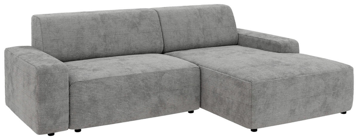 ECKSOFA in Cord Grau  - Schwarz/Grau, Modern, Kunststoff/Textil (246/162cm) - Trendmanufaktur