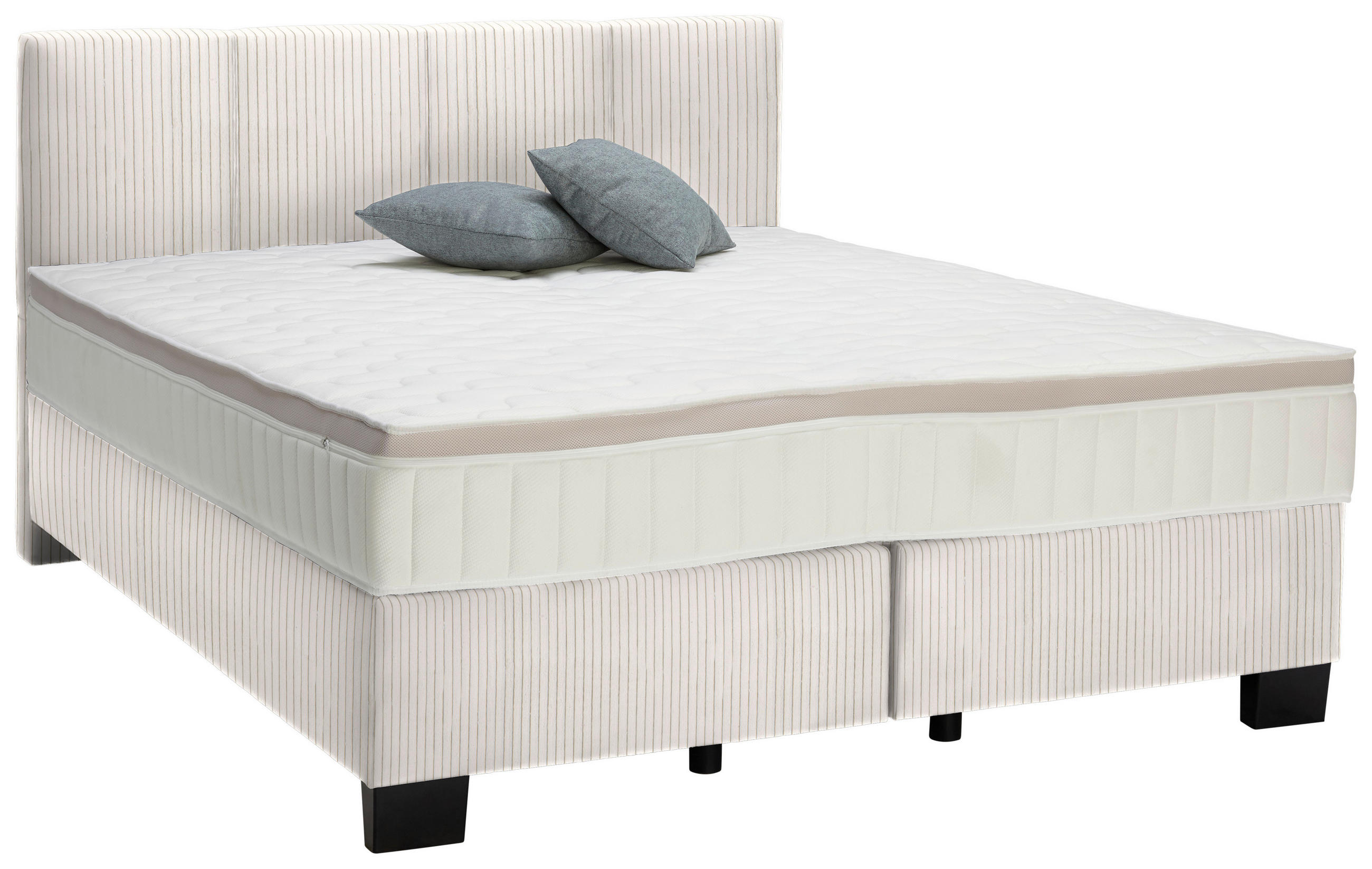 BOXSPRINGBETT 160/200 cm  in Creme  - Creme/Schwarz, Design, Kunststoff/Textil (160/200cm) - Hom`in