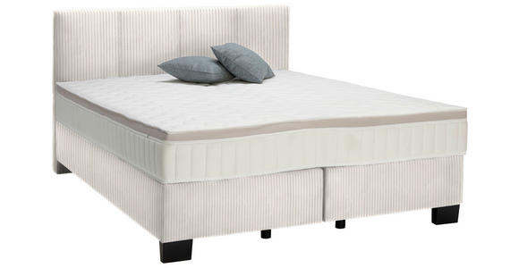 BOXSPRINGBETT 180/200 cm  in Creme  - Creme/Schwarz, Design, Kunststoff/Textil (180/200cm) - Hom`in