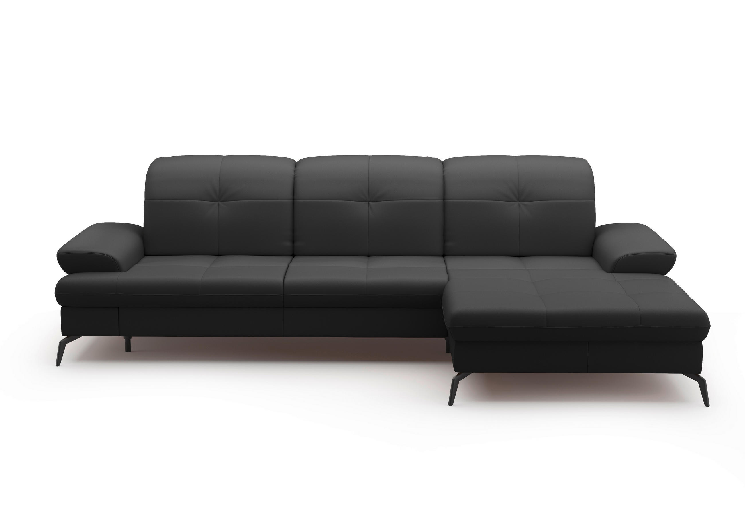 ECKSOFA in Echtleder Schwarz - Schwarz, Konventionell, Leder/Metall (279/185cm) - Sit & More