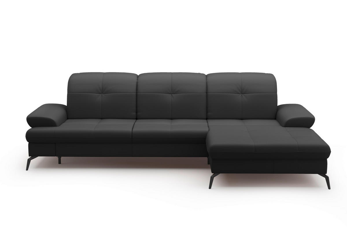 ECKSOFA in Echtleder Schwarz  - Schwarz, Konventionell, Leder/Metall (279/185cm) - Sit & More