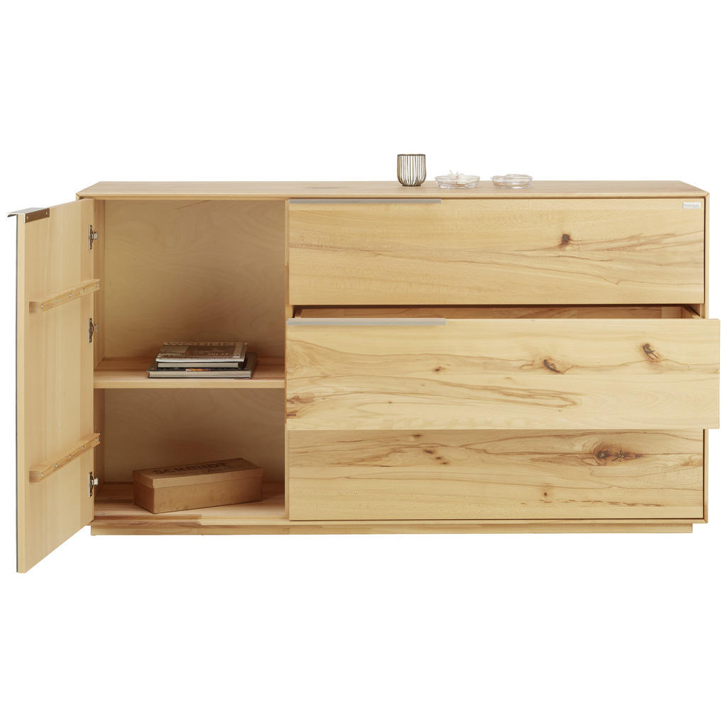 Thumbnail - Valnatura Sideboard, Anthrazit, Buche, Holz, Wildkernbuche, massiv, 2 Fächer, 3 Schubladen, 150x82x42 cm, Typenauswahl, ...