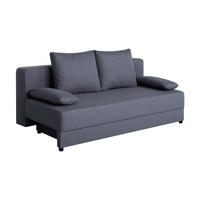 SCHLAFSOFA  mit Rücken echt Webstoff Dunkelgrau  - Dunkelgrau/Schwarz, Basics, Kunststoff/Textil (200/90/103cm) - P & B