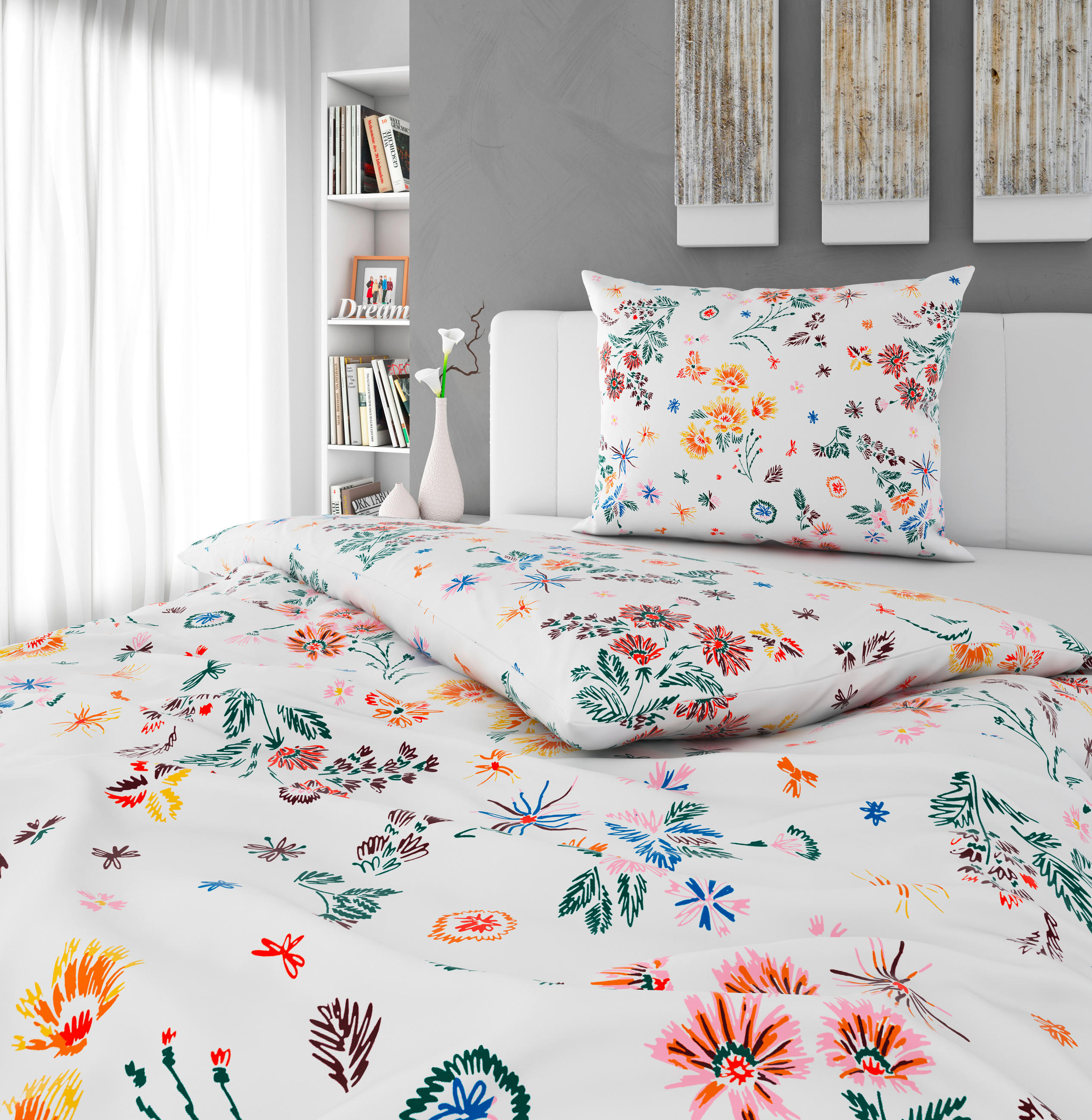 POSTELJINA 140/200 cm KALIO - bijela/višebojno, Konvencionalno, tekstil (140/200cm) - Esposa