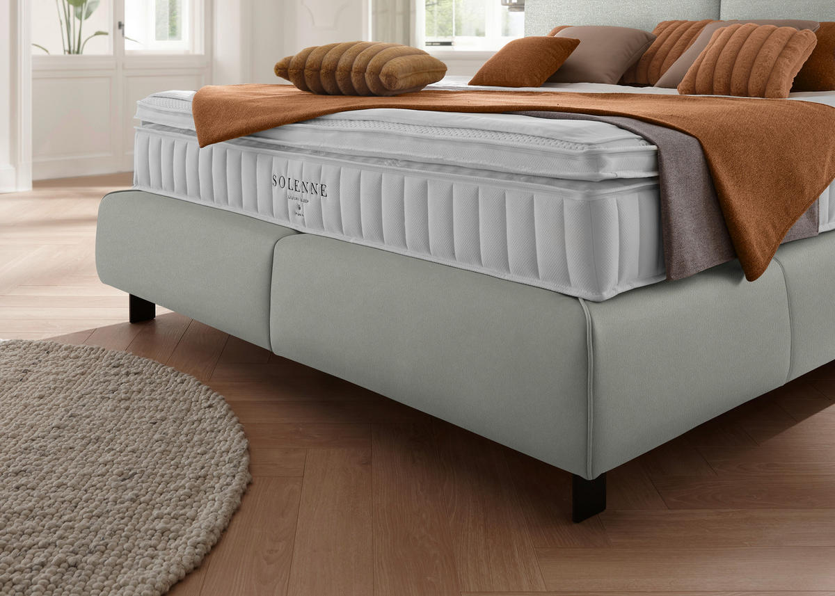 BOXSPRINGBETT 180/200 cm  in Hellgrau  - Hellgrau/Schwarz, Design, Textil/Metall (180/200cm) - Johann Jakob