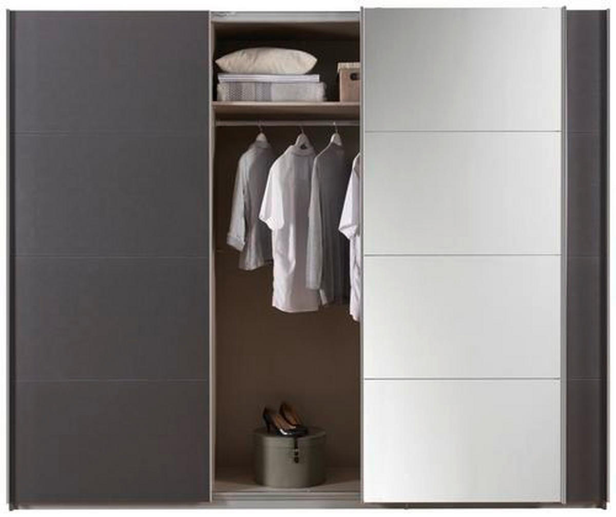 FÜGGESZTETT TOLÓAJTÓS SZEKRÉN szürke  - króm/szürke, Design, faalapú anyag/Üveg (270/230/62cm) - Xora