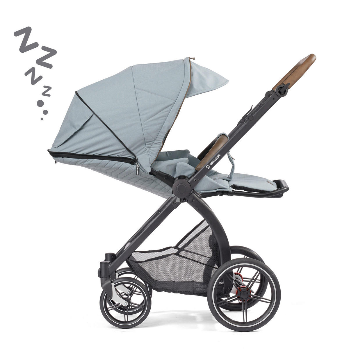 KINDERWAGENSET  FX4 Style 491491 Ltd Edition  Rauchblau  - Graublau/Blaugrau, Basics, Textil/Metall (57/129/100cm) - Gesslein