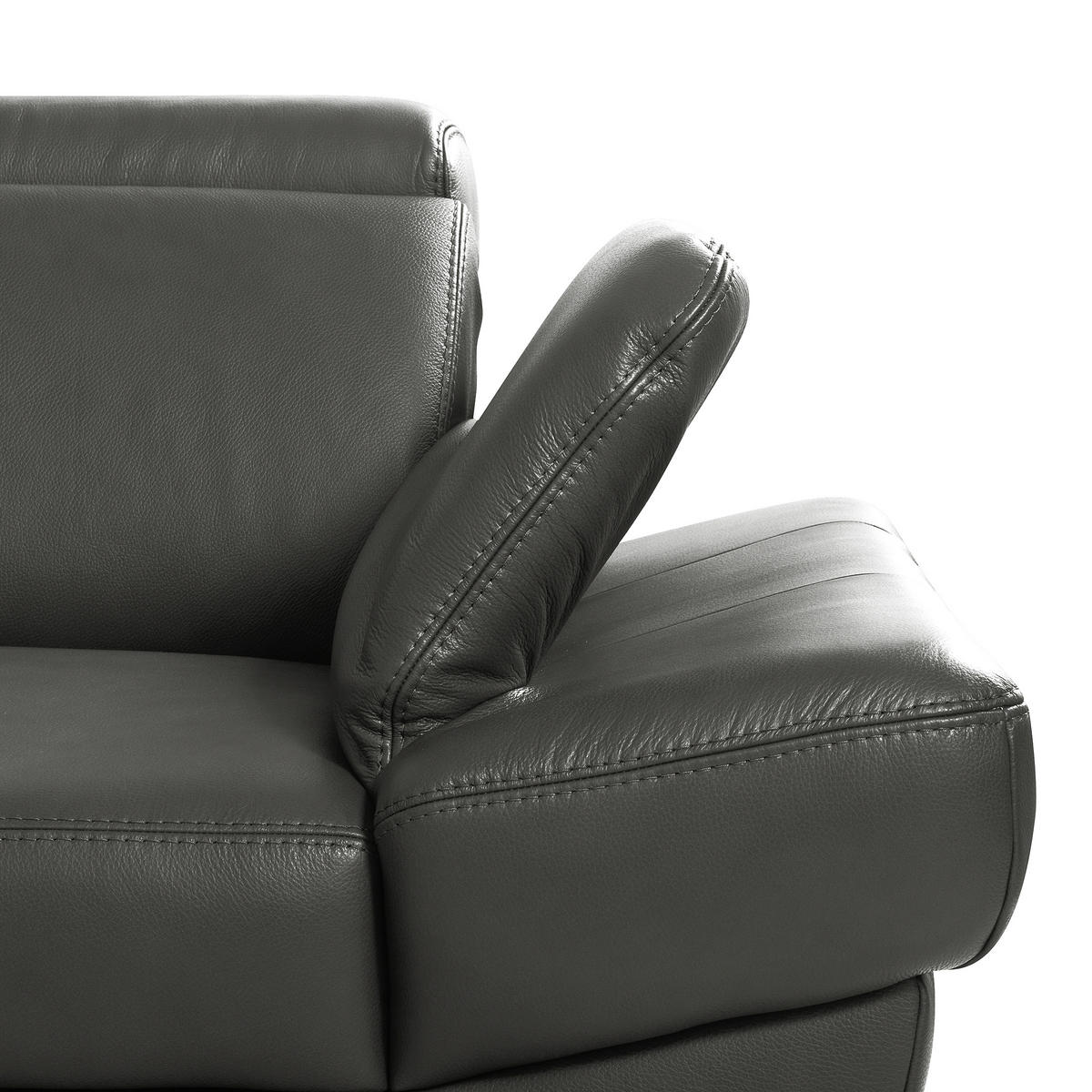ECKSOFA  in Lederlook Echtleder Anthrazit  - Anthrazit/Schwarz, Design, Leder/Textil (211/264cm) - Livetastic