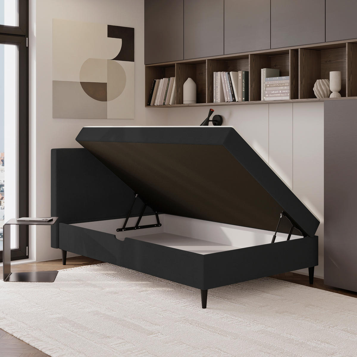 BOXBETT 120/200 cm  in Schwarz  - Schwarz, KONVENTIONELL, Textil (120/200cm) - P & B