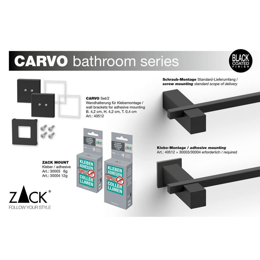 Thumbnail - Zack Toilettenpapierhalter, Schwarz, Metall, 2.3x19.5x10 cm, Badezimmer, WC Ausstattung, Toilettenpapierhalter