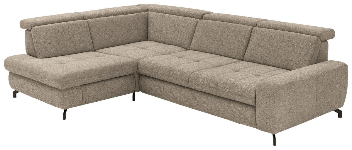 ECKSOFA in Chenille Hellbraun  - Hellbraun/Schwarz, Design, Textil/Metall (220/310cm) - Beldomo Style