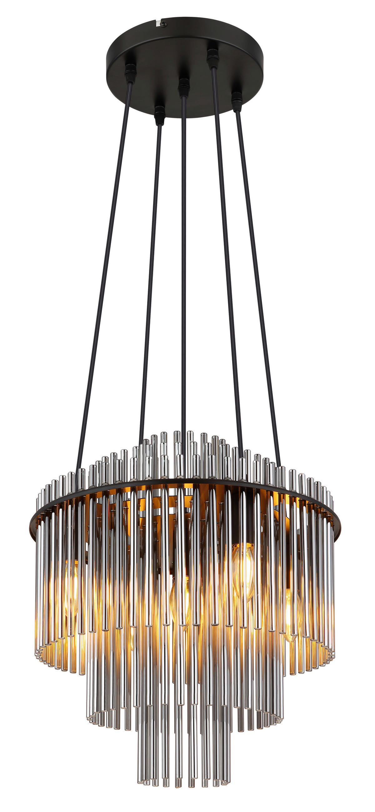 HÄNGELEUCHTE 40/120 cm  - Schwarz/Grau, Basics, Glas/Kunststoff (40/120cm) - Globo