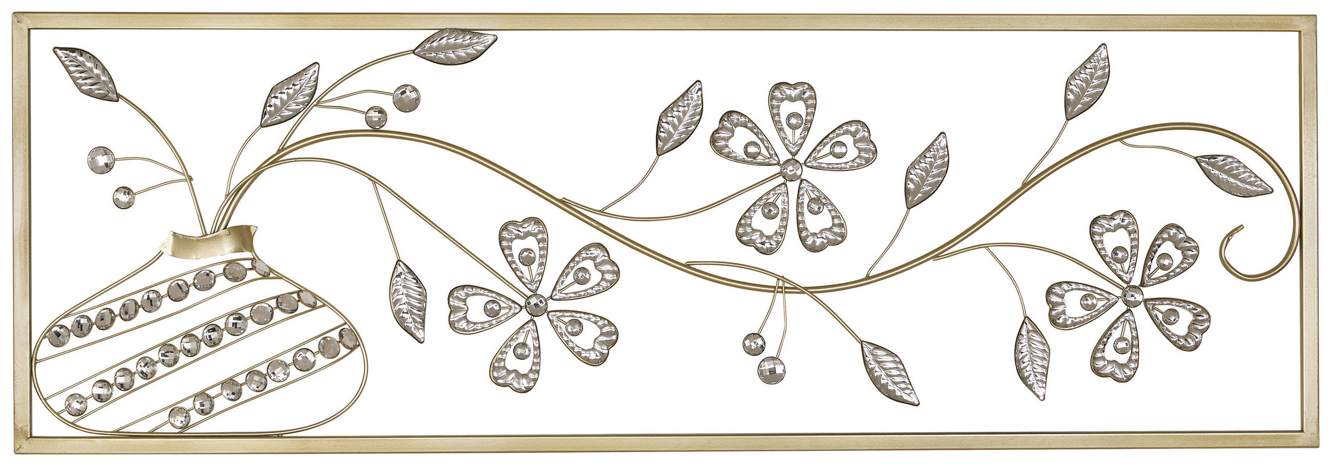 ZIDNA DEKORACIJA     99/33/3,5 cm      - zlatna/srebrna, Osnovno, metal (99/33/3,5cm) - Ambia Home