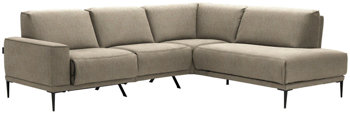 ECKSOFA in Flachgewebe Sandfarben  - Sandfarben/Schwarz, Design, Textil/Metall (260/210cm) - Johann Jakob