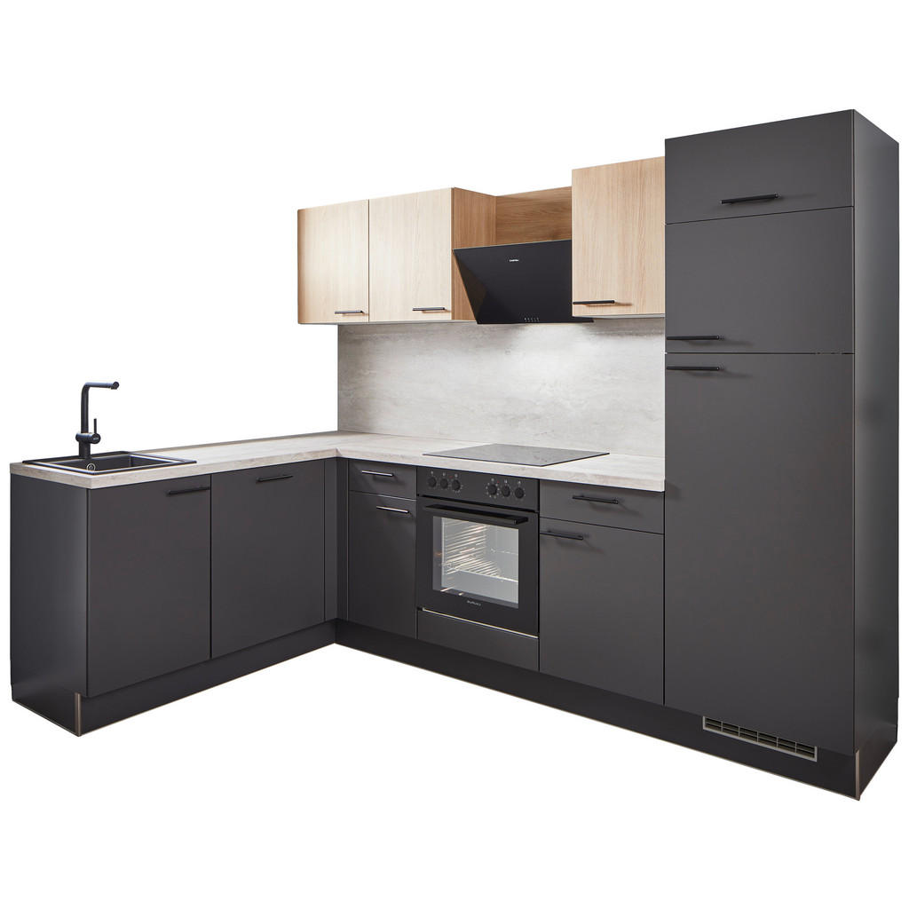 Eckküche Mit Geräten 175x275 Cm Graphitfarben/eiche