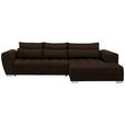 ECKSOFA in Webstoff Dunkelbraun  - Dunkelbraun/Silberfarben, MODERN, Kunststoff/Textil (304/218cm) - Carryhome