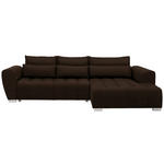 ECKSOFA in Webstoff Dunkelbraun  - Dunkelbraun/Silberfarben, MODERN, Kunststoff/Textil (304/218cm) - Carryhome