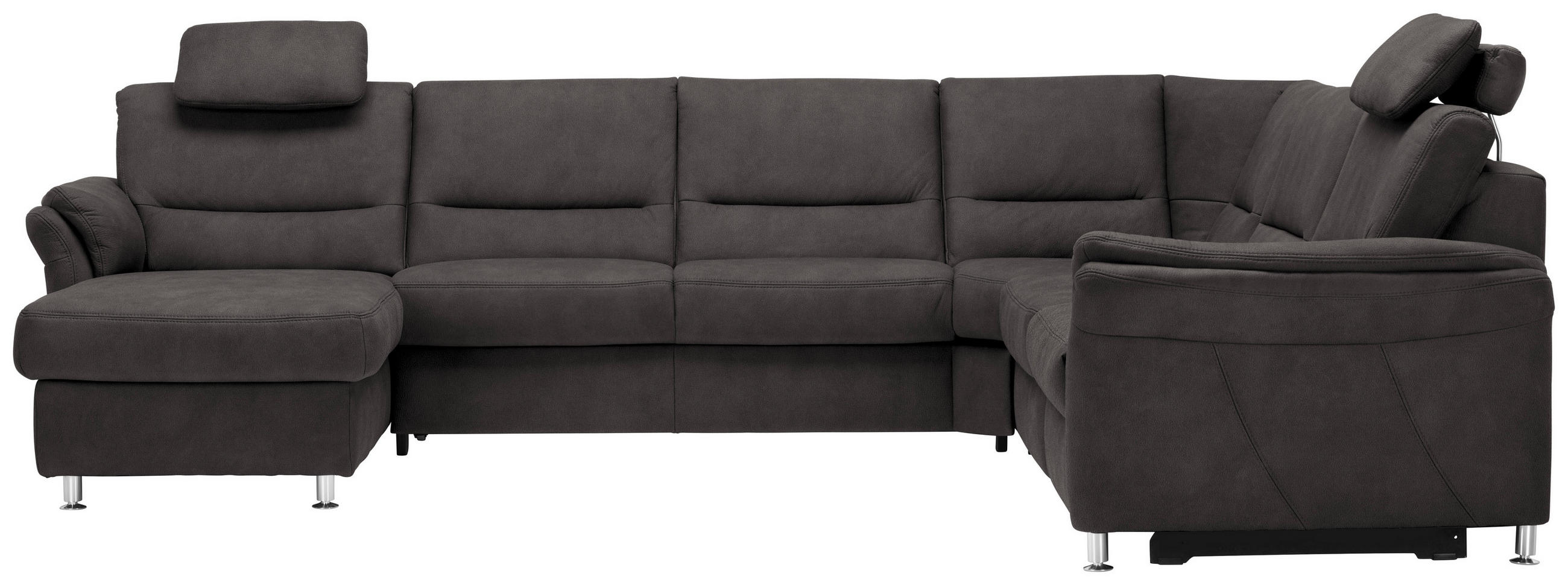 SOFFA i mikrofiber antracit  - aluminiumfärg/antracit, Klassisk, metall/textil (173/330/262cm) - Beldomo System