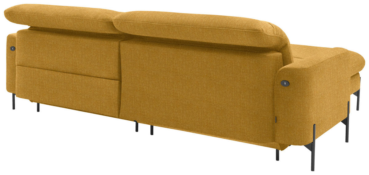 ECKSOFA in Flachgewebe Currygelb  - Currygelb/Schwarz, Design, Textil/Metall (191/252cm) - Dieter Knoll