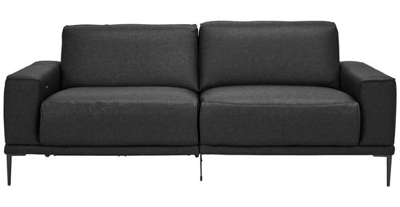 2,5-SITZER  in Echtleder Schwarz   - Schwarz, Design, Leder/Metall (200/102/92cm) - Johann Jakob