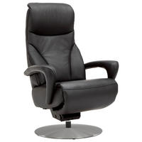 RELAXSESSEL Echtleder Nackenstütze, Relaxfunktion, Kopfteilverstellung, Aufstehhilfe    - Edelstahlfarben/Schwarz, Design, Leder/Metall (75/117/88cm) - Dieter Knoll