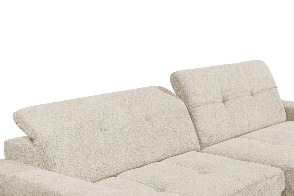 ECKSOFA SORELLA Creme Chenille Kopfteilverstellung, Sitztiefenverstellung  - Kaschmir/Creme, Design, Kunststoff/Textil (328/182cm) - MID.YOU