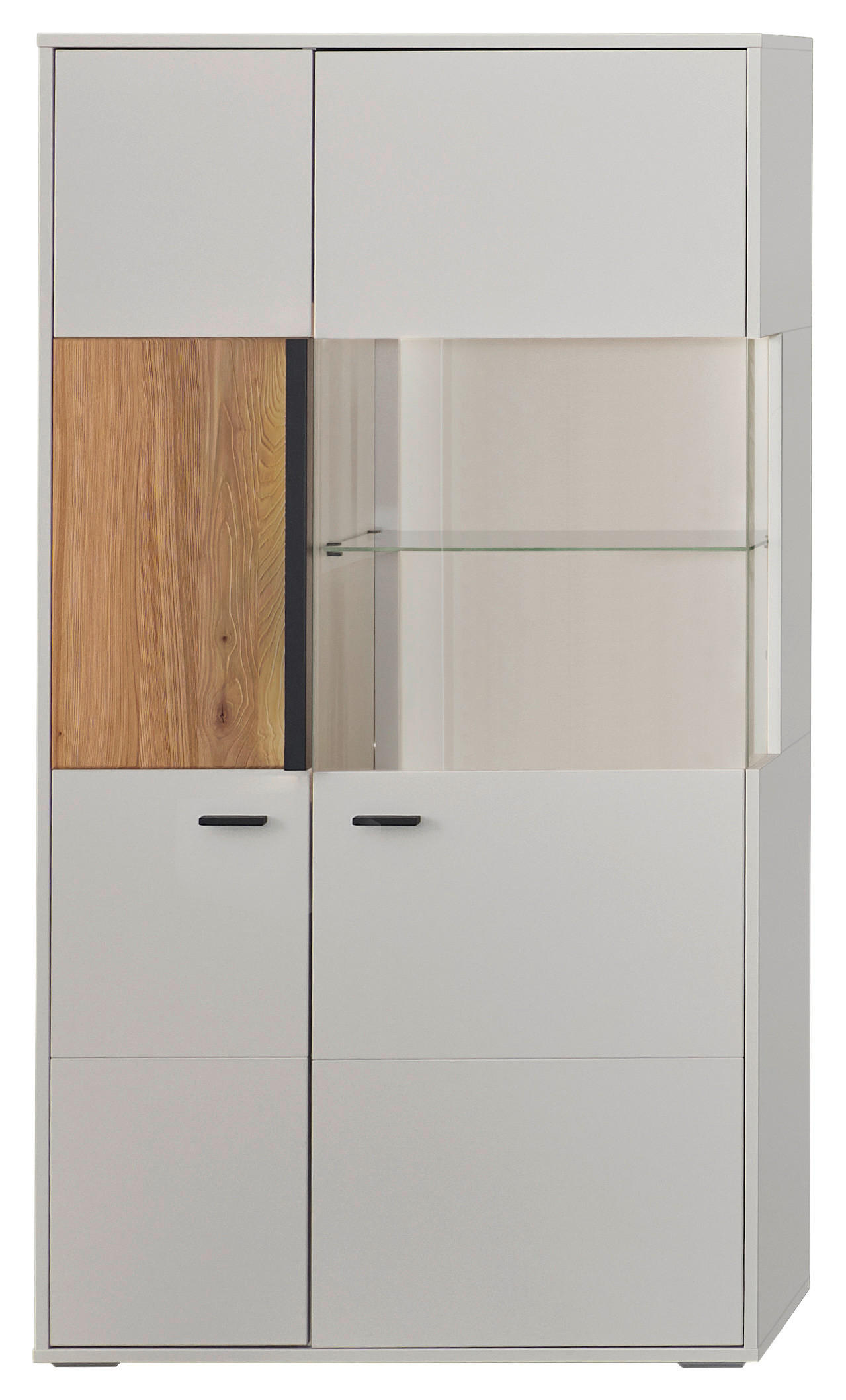 HIGHBOARD  in 83,3/154,1/37,4 cm  - Anthrazit/Eschefarben, KONVENTIONELL, Glas/Holzwerkstoff (83,3/154,1/37,4cm) - Hom`in