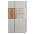 HIGHBOARD Eschefarben, Hellgrau  83,3/154,1/37,4 cm  - Anthrazit/Eschefarben, KONVENTIONELL, Glas/Holzwerkstoff (83,3/154,1/37,4cm) - Hom`in
